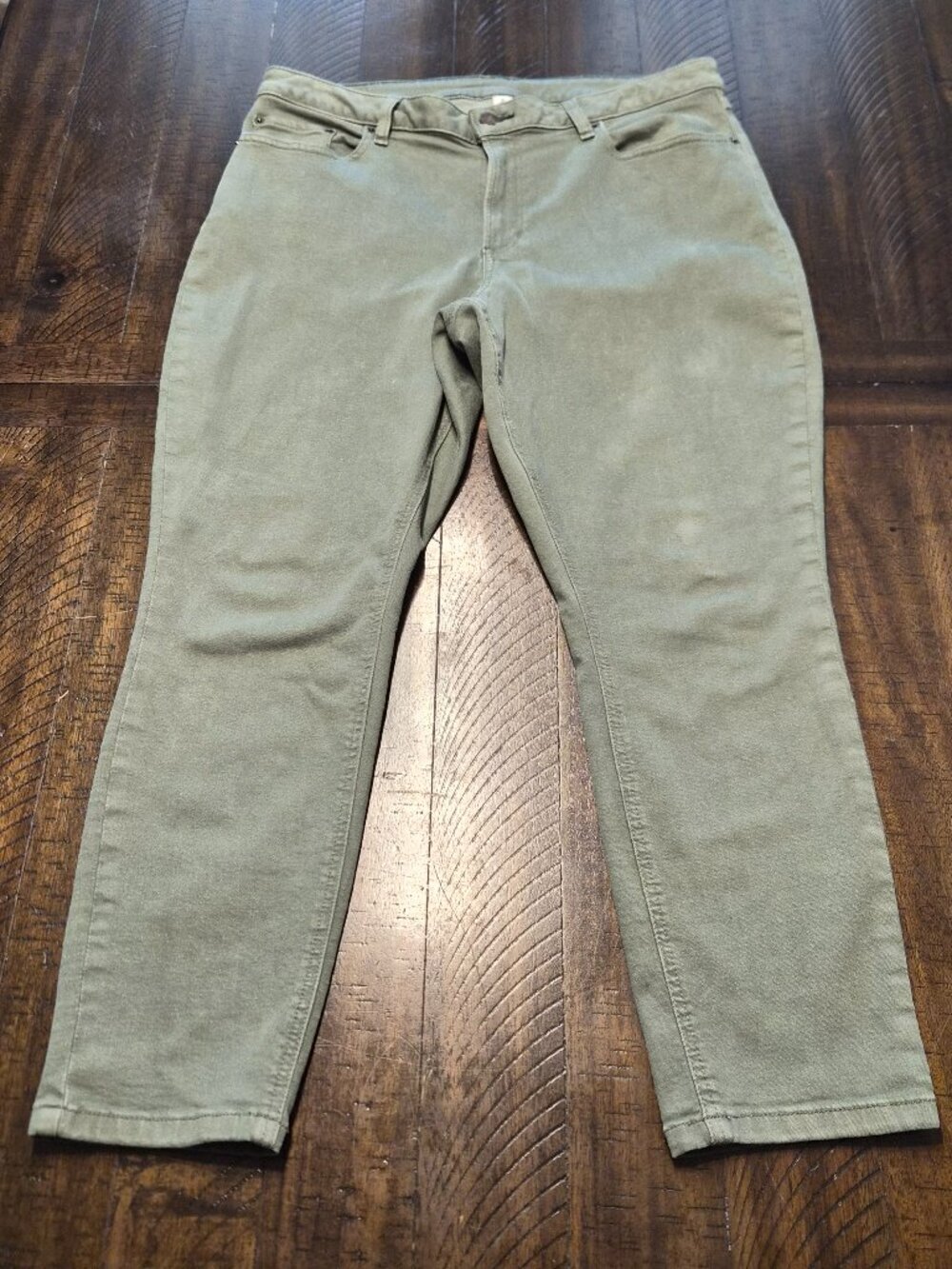 L.L.Bean Jeans Womens Size 16P Green Classic Fit Slim Leg Bean Flex Stretch G277